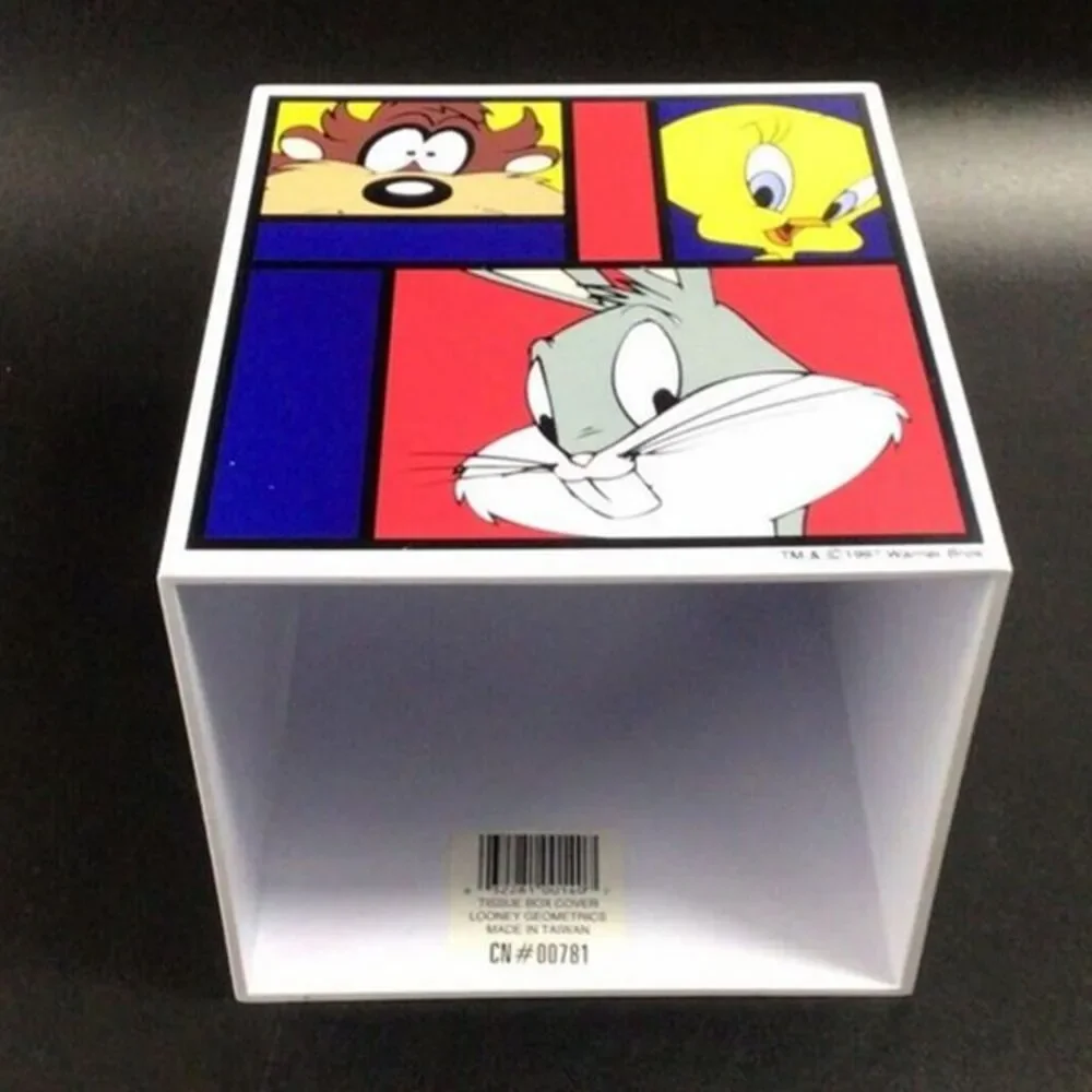 Vintage Looney Tunes Tissue Box Plastic Holder Cover Bugs Taz Retro Cartoon